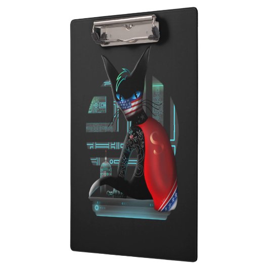 Cyberpunk Ninja Black Cat Klemmbrett (Links)