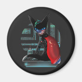 Cyberpunk Ninja Black Cat Magnet (Vorne)