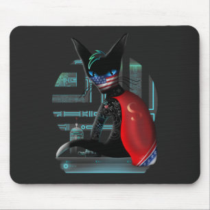 Cyberpunk Ninja Black Cat Mousepad