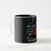 Cyberpunk Ninja Black Cat Zweifarbige Tasse (Vorderseite Links)