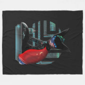 Cyberpunk-Ninja-Schwarze Katze Fleecedecke (Vorderseite (Horizontal))