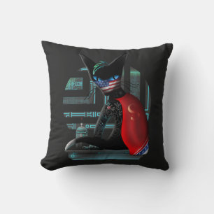 Cyberpunk-Ninja-Schwarze Katze Kissen
