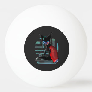 Cyberpunk-Ninja-Schwarze Katze Tischtennisball