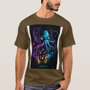 Cyberpunk Octopus Abstraktes Tiermeer Art T-Shirt