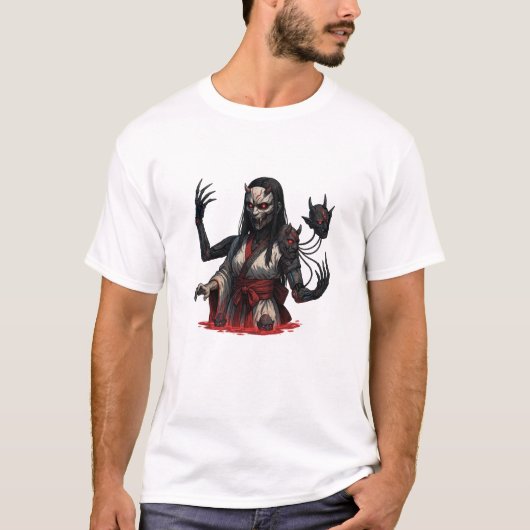 Cyberpunk Oni Girl – Robotic Limbs T-Shirt (Vorderseite)