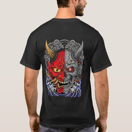 Cyberpunk Oni Mask T-Shirt (Rückseite)