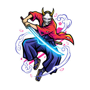 Cyberpunk Oni Samurai - Elektrisches Katana Japani Tasse