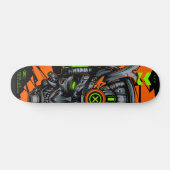 Cyberpunk Oni-Samurai-Maske Neon Skateboard (Horizontal)