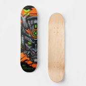 Cyberpunk Oni-Samurai-Maske Neon Skateboard (Vorderseite)