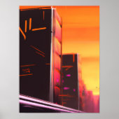 Cyberpunk Orange City Art Poster (Vorne)