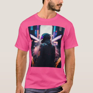 Cyberpunk Outrun Biker Motorrad Motorradfahrer Fut T-Shirt