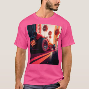 Cyberpunk Outrun City Automobile Futuristic AI Ge T-Shirt