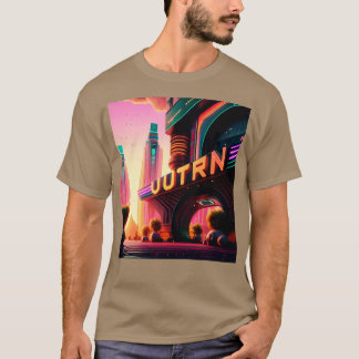 Cyberpunk Outrun City Futuristic AI Generierte Kun T-Shirt