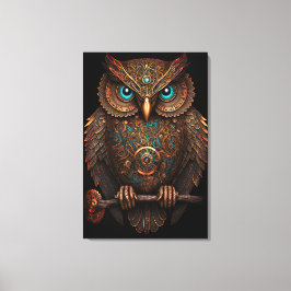 Cyberpunk Owl Steampunk Metal Bird Fantasy Leinwanddruck