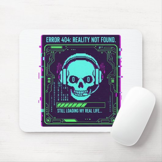 ​Cyberpunk Pixel Skull Gaming Mouse Pad - Error 40 Mousepad (Mit Mouse)