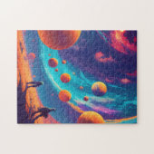 Cyberpunk-Planet Erde-Sternenfantasie Puzzle (Horizontal)