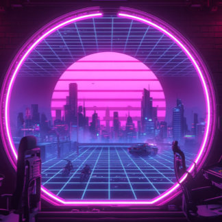 Cyberpunk-Portal zur Neonstadt-Ästhetik-Schreibtis Schreibtischunterlage