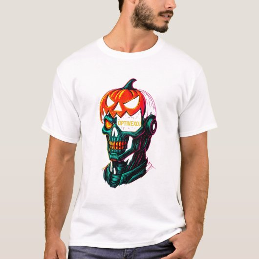 Cyberpunk Pumpkin Skull Halloween Graphic T - Shir T-Shirt (Vorderseite)