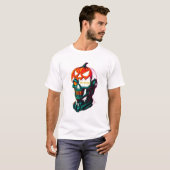 Cyberpunk Pumpkin Skull Halloween Graphic T - Shir T-Shirt (Vorne ganz)