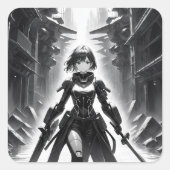 cyberpunk quadratischer aufkleber (Vorderseite)