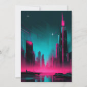 Cyberpunk Quinceanera Hot Pink/Aquamarin ID1027 Einladung (Rückseite)
