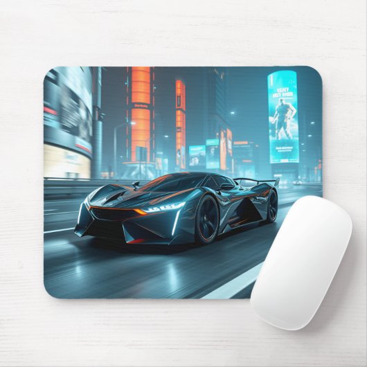 Cyberpunk Racer: Futuristisches Supercar in Neon C Mousepad (Mit Mouse)