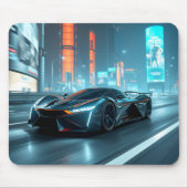 Cyberpunk Racer: Futuristisches Supercar in Neon C Mousepad (Vorne)