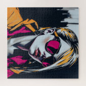 Cyberpunk Rebel Girl - Stilvolle digitale Kunst Puzzle (Horizontal)