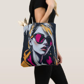 Cyberpunk Rebel Girl - Stilvolle digitale Kunst Tasche (Von Nahem)