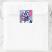 Cyberpunk-Reflektionen Quadratischer Aufkleber (Tasche)