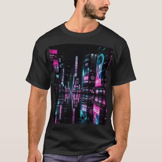 Cyberpunk-Regenfall T-Shirt (Vorderseite)