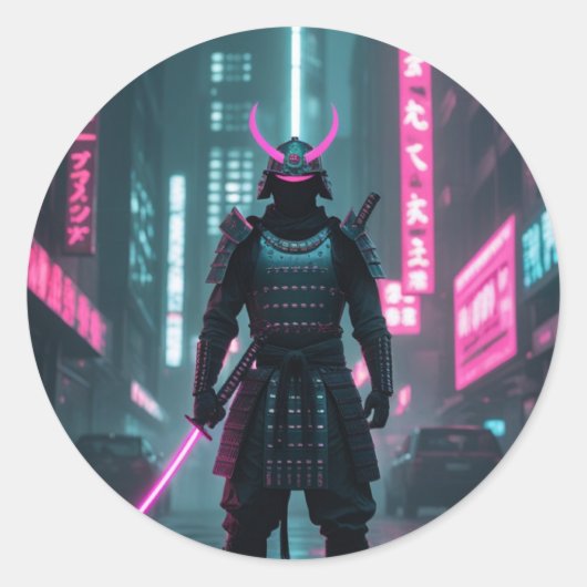 Cyberpunk / Retro-Ästhetik-Design Runder Aufkleber (Vorderseite)
