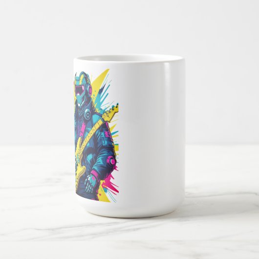 Cyberpunk Robot Guitarist Synthwave Art Mug Kaffeetasse (Mittel)