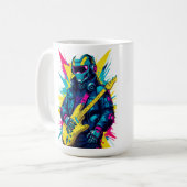 Cyberpunk Robot Guitarist Synthwave Art Mug Kaffeetasse (Vorderseite Links)