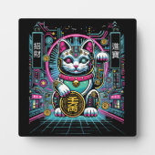 Cyberpunk Robot Maneki Neko Lucky Cat, Geld Fotoplatte (Vorderseite)
