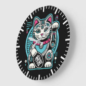 Cyberpunk Robot Maneki Neko Lucky Cat, Geld Große Wanduhr (Winkel)