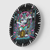 Cyberpunk Robot Maneki Neko Lucky Cat, Geld Große Wanduhr (Winkel)