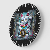 Cyberpunk Robot Maneki Neko Lucky Cat, Geld Große Wanduhr (Winkel)