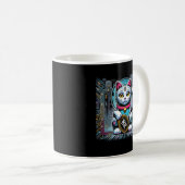 Cyberpunk Robot Maneki Neko Lucky Cat, Geld Kaffeetasse (VorderseiteRechts)