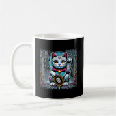 Cyberpunk Robot Maneki Neko Lucky Cat, Geld Kaffeetasse (Links)