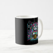 Cyberpunk Robot Maneki Neko Lucky Cat, Geld Kaffeetasse (VorderseiteRechts)