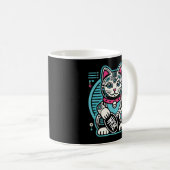 Cyberpunk Robot Maneki Neko Lucky Cat, Geld Kaffeetasse (VorderseiteRechts)