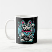 Cyberpunk Robot Maneki Neko Lucky Cat, Geld Kaffeetasse (Links)