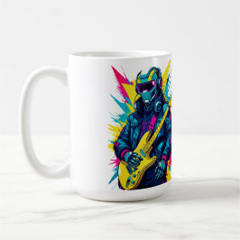 Cyberpunk-Roboter-Gitarrist Synthwave Art Tasse