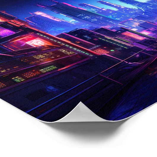Cyberpunk Rooftop Tokio Poster (Ecke)