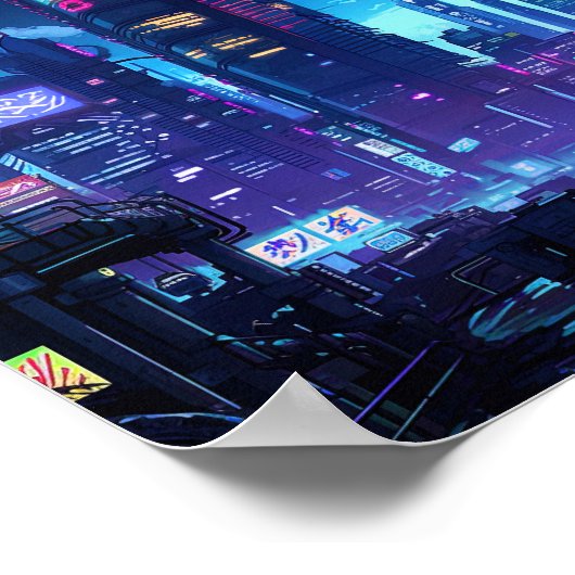 Cyberpunk Rooftop Tokio Poster (Ecke)