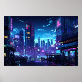 Cyberpunk Rooftop Tokio Poster