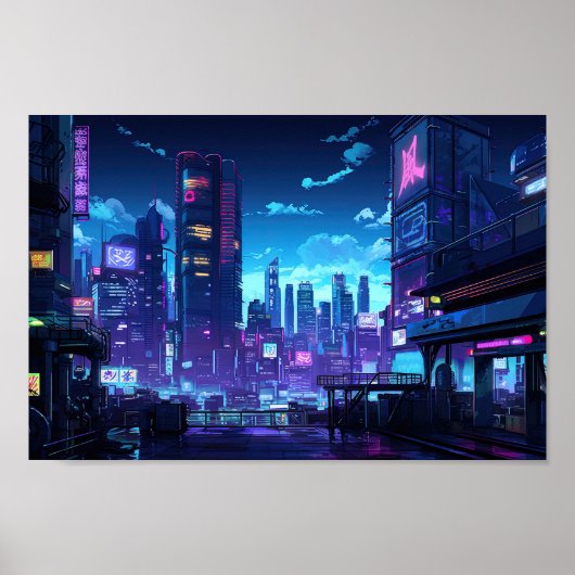 Cyberpunk Rooftop Tokio Poster (Vorne)