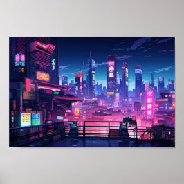 Cyberpunk Rooftop Tokio Poster