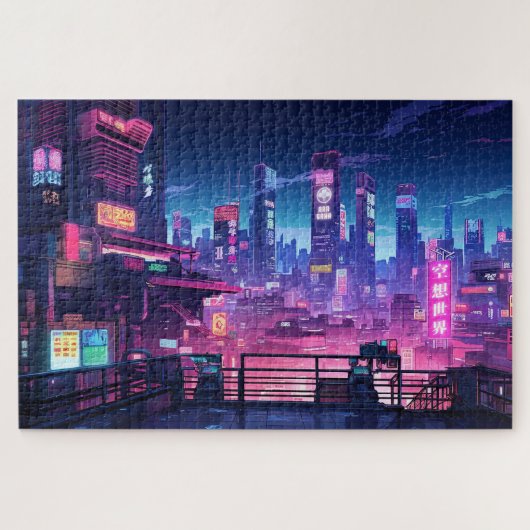 Cyberpunk Rooftop Tokio Puzzle (Horizontal)